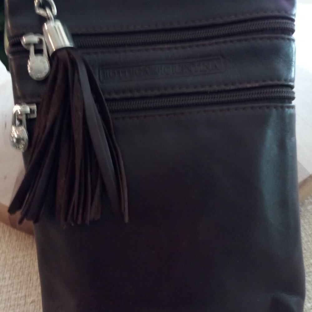 Italian leather brown cross body bag